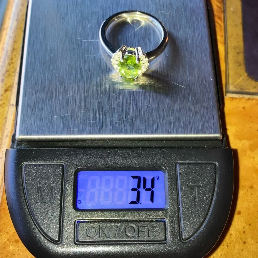 Natural Peridot Sterling Silver Ring Size 8